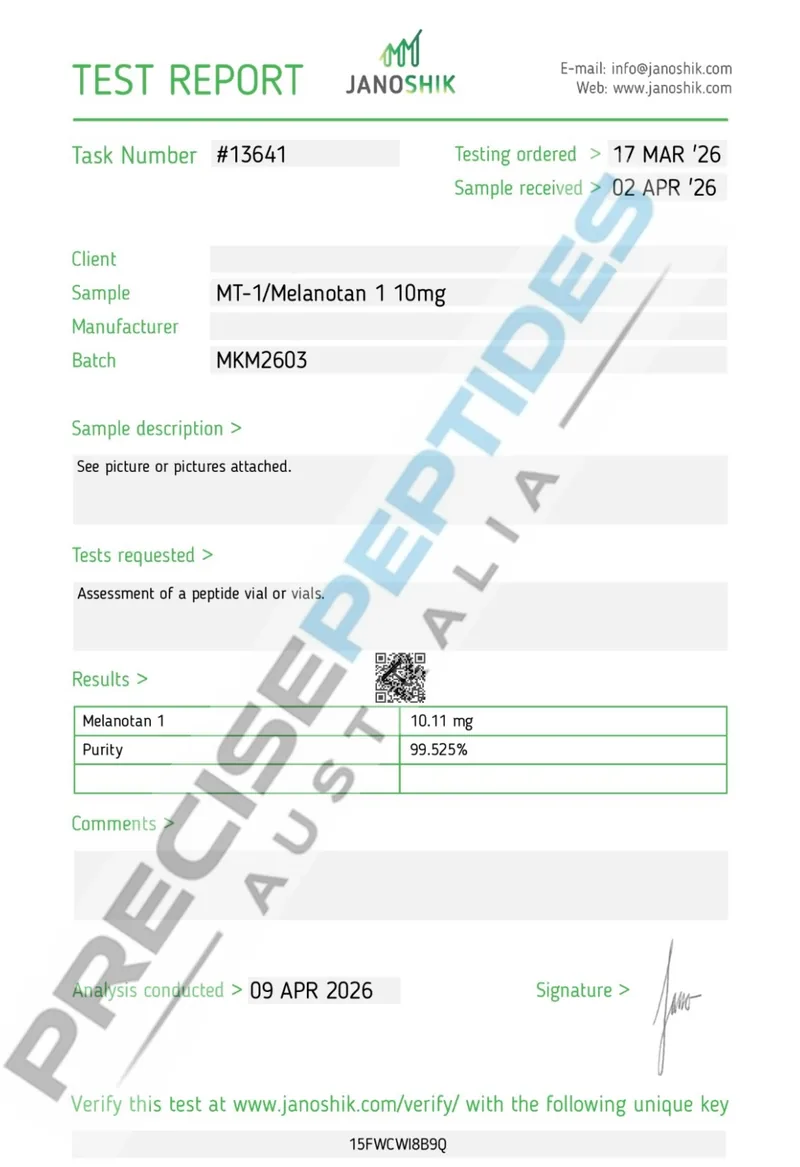 Precise Peptides Australia Certificate of Analysis document 3