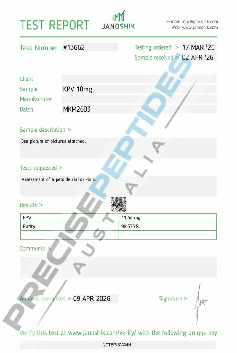Precise Peptides Australia Certificate of Analysis document 4
