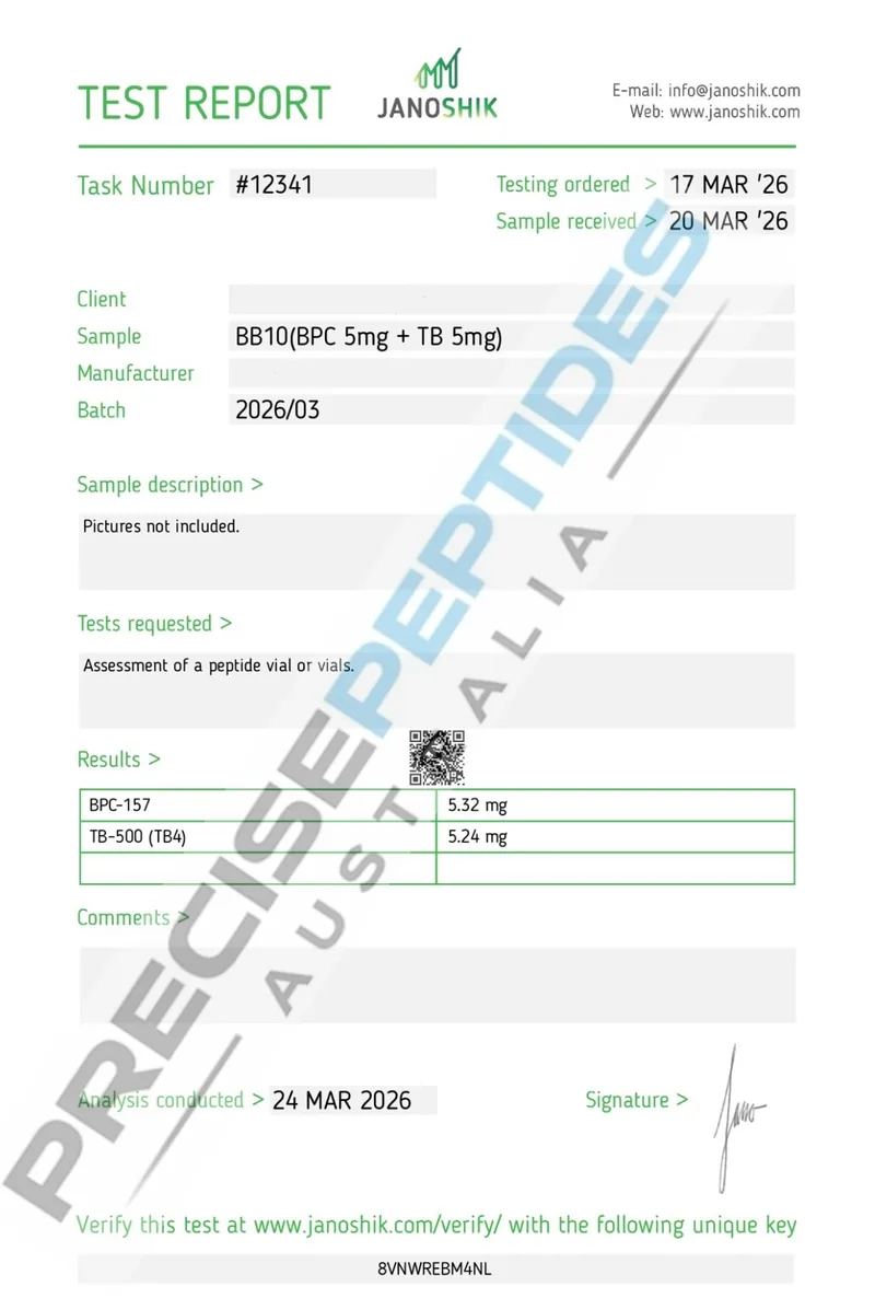 Precise Peptides Australia Certificate of Analysis document 12