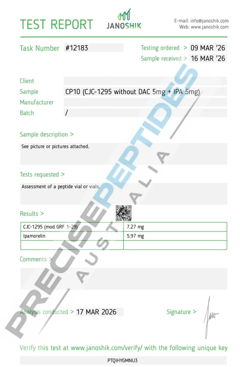 Precise Peptides Australia Certificate of Analysis document 14