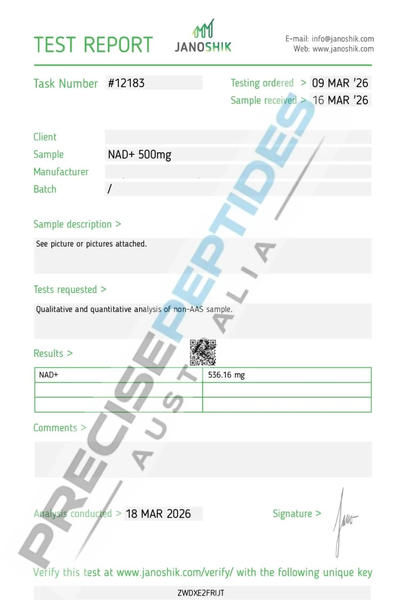 Precise Peptides Australia Certificate of Analysis document 15