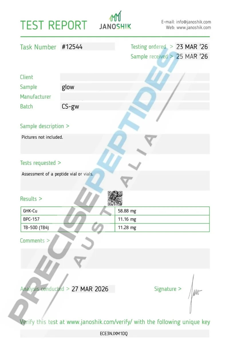Precise Peptides Australia Certificate of Analysis document 16